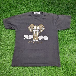 Vintage 90s Elephant Cropped Shirt Medium 19x24 Black